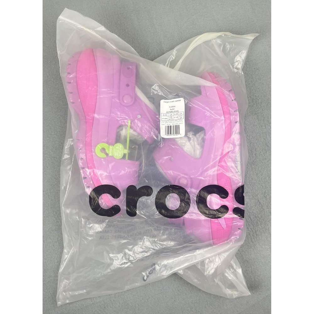 Crocs Mega Crush Sandals Womens Size 8 Platform Shoes Bubble Pink 207989-6WQ NEW - Picture 8 of 9